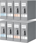 DIMJ Bed Sheet Organizers and Storage 8 Pack - Foldable Sheet Holder for Linen Bedding Storage Box for organization, Sheets Set Holder for Blanke, Towel (King & Queen Size), Grey