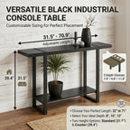 Solid Wood Console Table with 2-Tier Shelf, Narrow Sofa Table Behind Couch, Heavy Duty Entryway Table for Small Spaces, Industrial Farmhouse Hallway Table, W Walnut Color 31.5"L×7.9"W×39.4"H