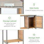 Outdoor Wooden Potting Bench Table with Sink, Garden Table Work Bench with Storage, Workstation for Outside Patio Lawn