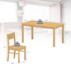 Solid Wood Dining Table Set for 4, 43.3" Dining Table with Chairs Set, Kitchen Dining Table Set with Woven Rattan Backs, Farmhouse Solid Wood Table and Chairs, Natural