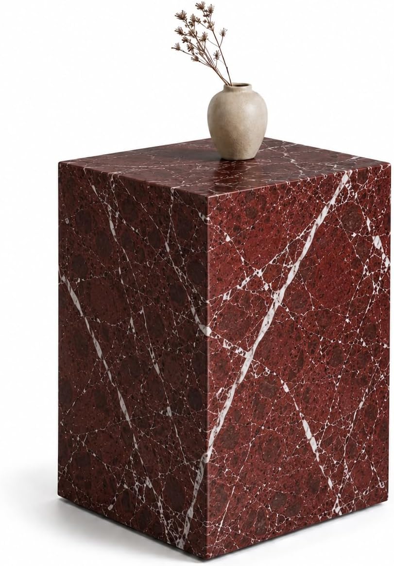 Handmade Natural Marble Side Table, Made to Order Custom Stone End Table, Luxury Nightstand Table for Living Room Bedroom, Customizable Marble Slab Furniture