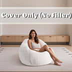 Faux Fur Comfy Bean Bag Chair Cover (No Filler), Fluffy Stuffed Animal Storage Bean Bag Covers Large Sofa for Adults, Premium Furry Fuzzy Bean Bag for Living Room Bedroom, Light Gray