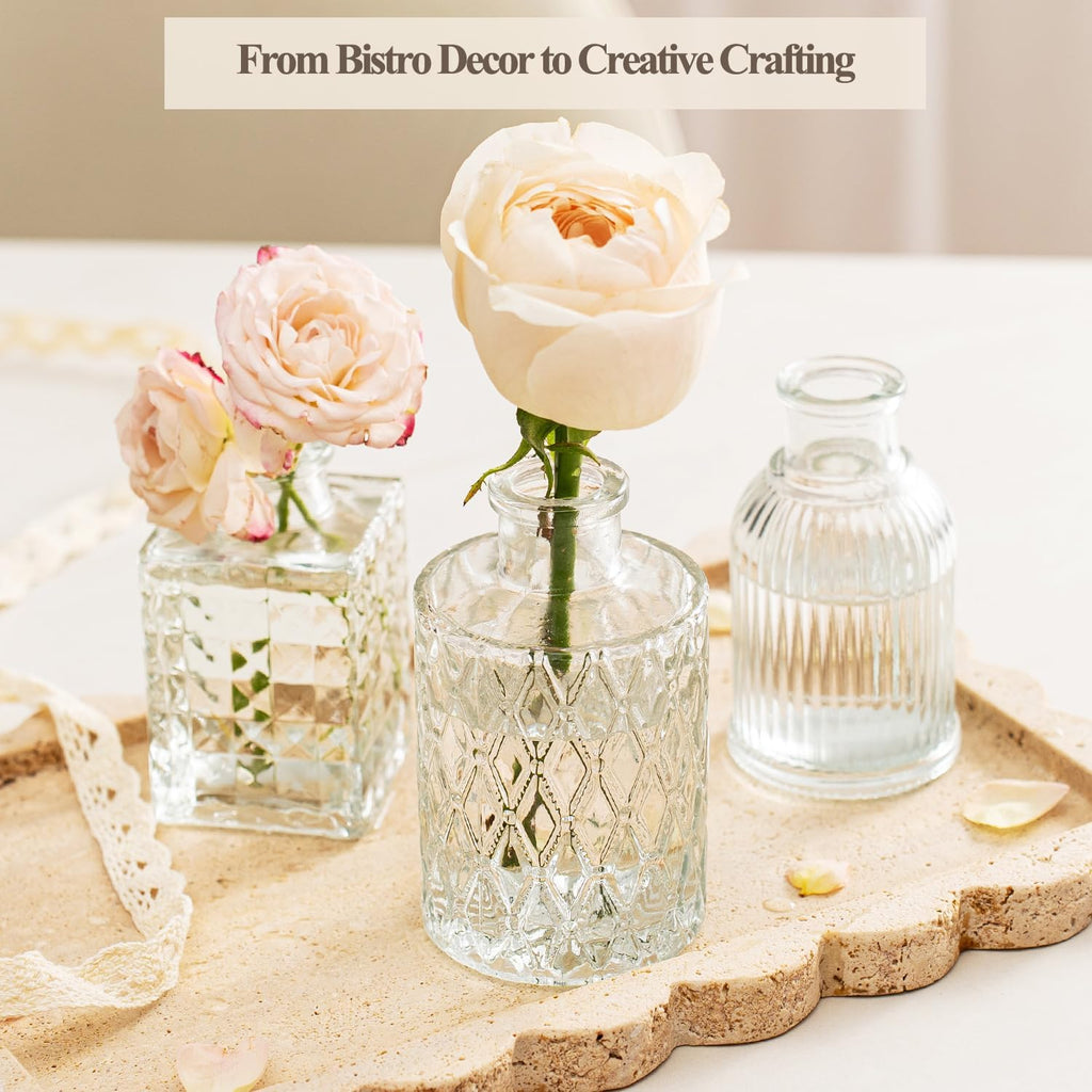 Clear Glass Bud Vase Set of 36 Pcs,Small Bud Vases in Bulk,Glass Crystal Flower Vases Table Centerpieces for Party Event Wedding Decor Baby Shower Decorations (Clear, 36 Pcs)