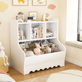 Marcytop Kids Toy Storage Organizer, Wooden 4 Cubby Children Book Toy Shelf, Toddler Baby Bookshelf with Storage, Montessori Kids Bookshelf and Toy Storage for Kids Rooms Playroom Organization