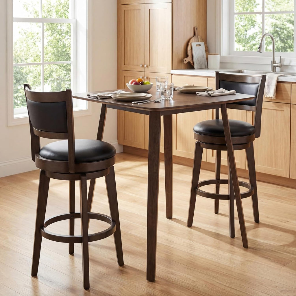 PrimeZone Counter Height Bar Table - Mid-Century Modern Kitchen Dining Table with Solid Wood Legs Load 300 LBS, Versatile Square High Top Desk 36" Ideal for Dining Room Home Bar Pub Cafe