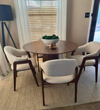 43" Wood Round Dining Table for 2 4 5, Modern Farmhouse Rustic Circle Kitchen Table with Minimalist Circular Pedestal for Dining Room Kitchen, Dinner Living Room, Restaurant Walnut New