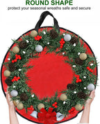 ProPik Christmas Wreath Storage Bag 24" - Garland Holiday Container with Tear Resistant Material - Featuring Heavy Duty Handles and Transparent Card Slot - 2 Pack (24 Inch, Red)