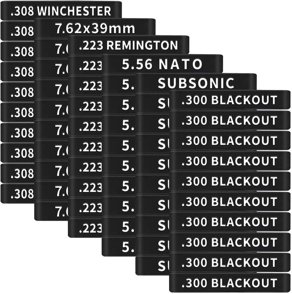 60 Pack Miaozhun Magazine Marking Bands, 5.56 NATO, 223Remington, 300 Blackout, Subsonic, 7.62x39mm, 308Winchester Magazine Caliber Identification