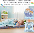 Tiita Foldable Floor Mattress for Kids-Glow in The Dark Toddler Nap Mat with Storage Bag, Portable Toddler Floor Nap for Travel, Daycare, Camping, RV, Playroom, Vehicles
