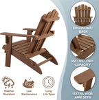 Folding Adirondack Chair, Polystyrene, Durable & Weather Resistant Outdoor Adirondack Chair for Lawn and Garden, Easy Assembly, 350 Ibs Capacity(Brown, 2 pcs)