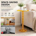 Acrylic Round Side Table Clear End Stand with Column Base Transparent Modern Pedestal Drink Storage Small Space Bedside Nightstand for Living Room Bedroom Balcony Home Decor Orange