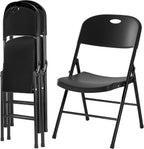 2-Pack Heavy Duty Plastic Folding Chair, 450 lbs Capacity Foldable Chairs for Indoor Outdoor, Stackable Portable Seating for Party, Wedding, Patio, Backyard, Office (Black)