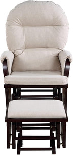 Suite Bebe Maya Nursery Rocking Chair with Ottoman, Wooden Glider for Baby Nursing, Smooth Gliding Rocker, Espresso Wood and Latte Fabric