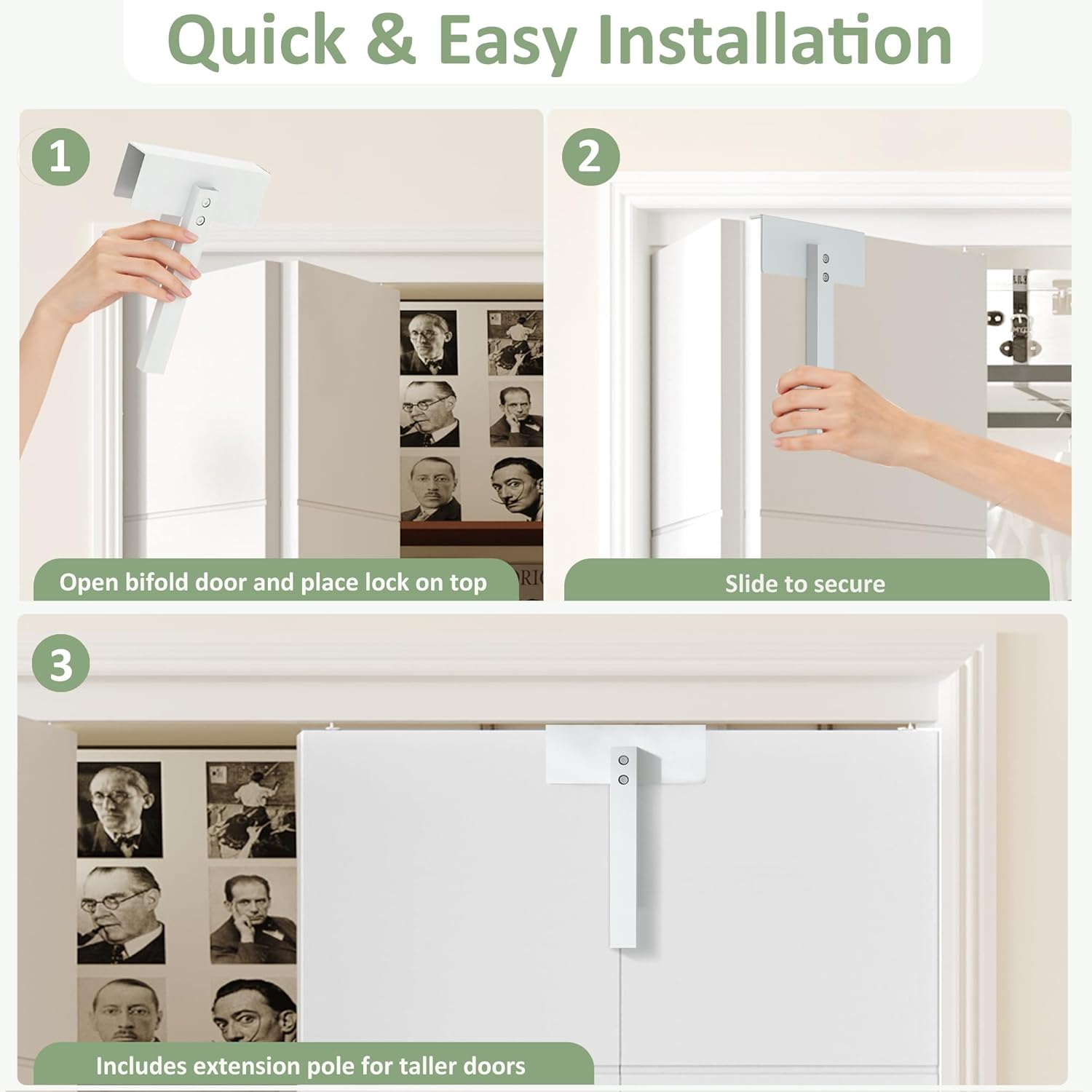 Bifold Doors for 48" x 80" Opening, Preassembled 5 Panel Grooved Hollow Core Folding Door with Hardware Kit & Bifold Door Lock, White Primed Interior Doors for Closet, Pantry & Laundry