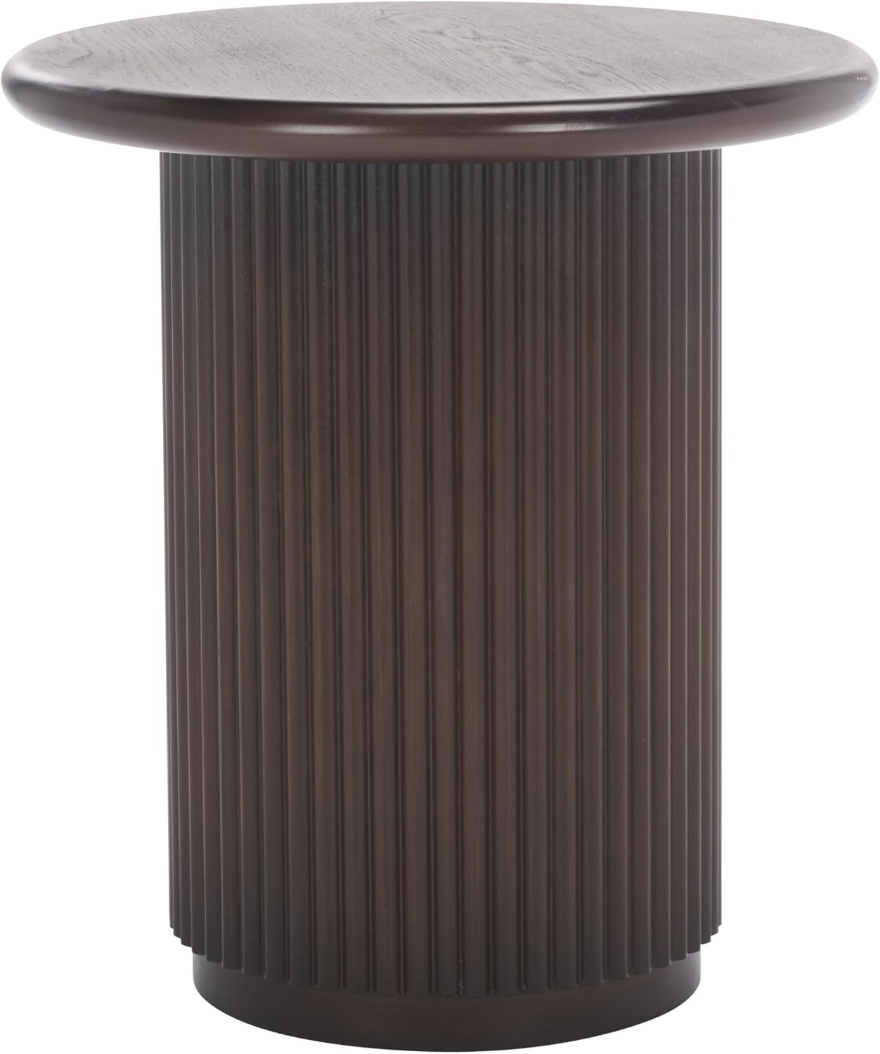 SAFAVIEH Home Collection Agami Dark Brown Round Top Pedestal End Table (Fully Assembled)