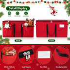 EverMerry Christmas Ornament Storage Box - Large & Sturdy Christmas Storage Container with Adjustable Dividers, 8 Individual Trays and Handles, Holds up to 128 Holiday Decorations (Red)