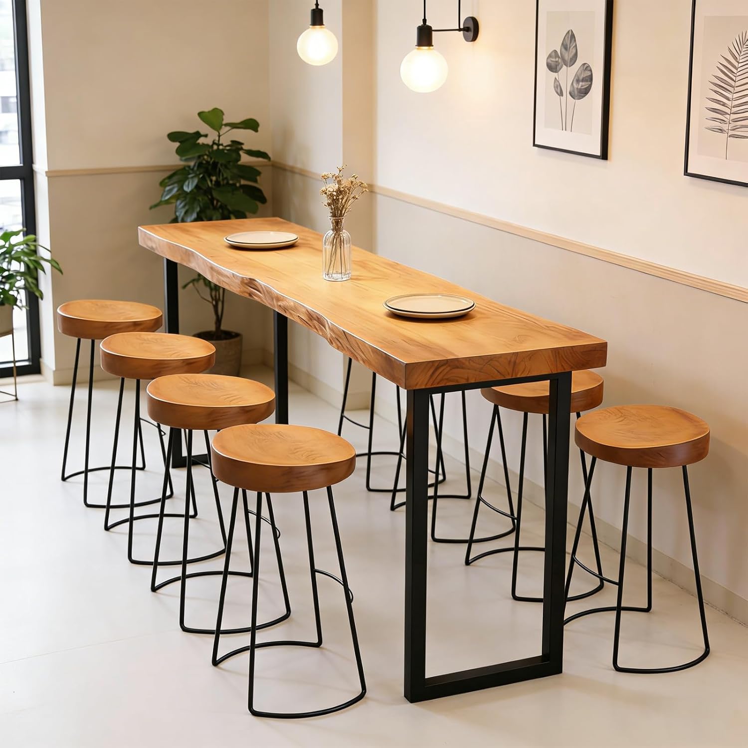 78.7in Bar Table,Solid Wood Narrow Counter Height Table, Industrial Kitchen Dining Table, for Coffee Shop, Living Room, Party Room, Small Space, Pub (78.7 * 17.71 * 41.3in)