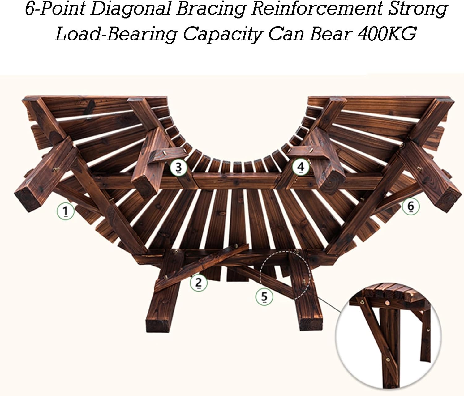 Wooden Curved Round Park Bench,Tree Bench Wrap Around,for Garden Patio Deck Lawn Yard