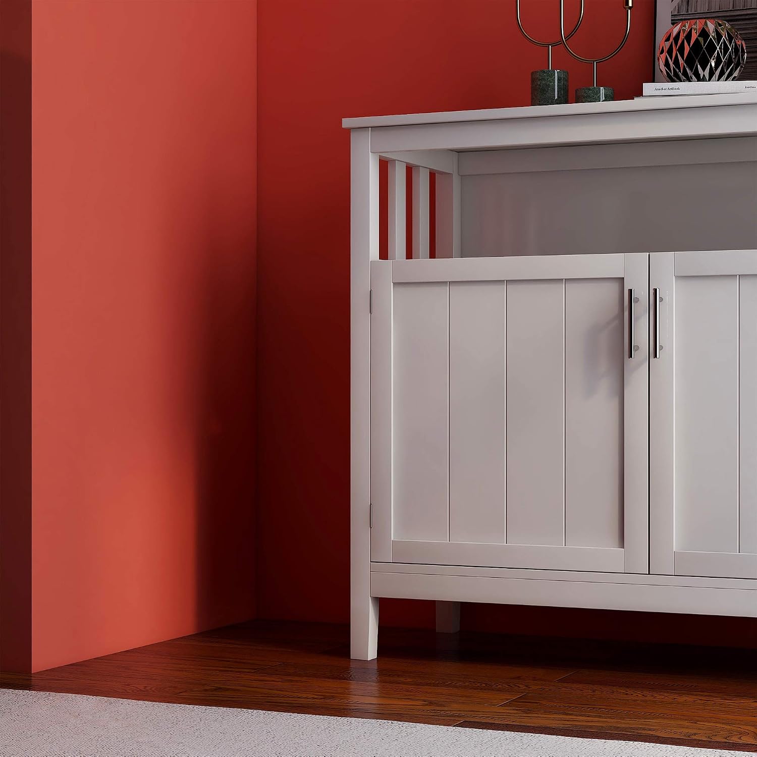 Modern Kitchen Pantry, Storage Sideboard Buffet Server Cabinet with 2 Doors, White, Easy to Maintain, for Dining Room