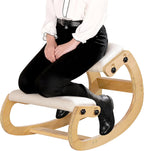 Predawn Adjustable Ergonomic Kneeling Chair – Custom Height Rocking Posture Stool with Thick Cushions, Solid Wood Frame, Knee Support Seat for Adults, Office or Meditation Use(White Oak)