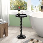 Drink Table，Slot Edge Round Small Side Table for Small Spaces, Round End Tables with Decorative Tray, Pedestal Martini Tables for Living Room, Bedroom, Sofa Couch, Corners (Black)
