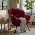Lazy Chair for Living Room, Modern Soft Reading Chair Accent Contemporary Sofa Chair with Armrests and a Side Pocket for Bedroom, Dorm & Office, Burgundy
