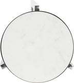 Kate and Laurel Aguilar Glam Round Drink Table, 8 x 8 x 23, Silver and White, Small Accent Table for Use as Plant Pedestal Stand with Marble Tabletop