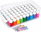 Bead Organizer Box with 54 Small Containers, 13.8" L x 9.3" W x 2.6" H Clear Plastic Bead Storage Box for Jewelry Making, Craft, Beads, DIY