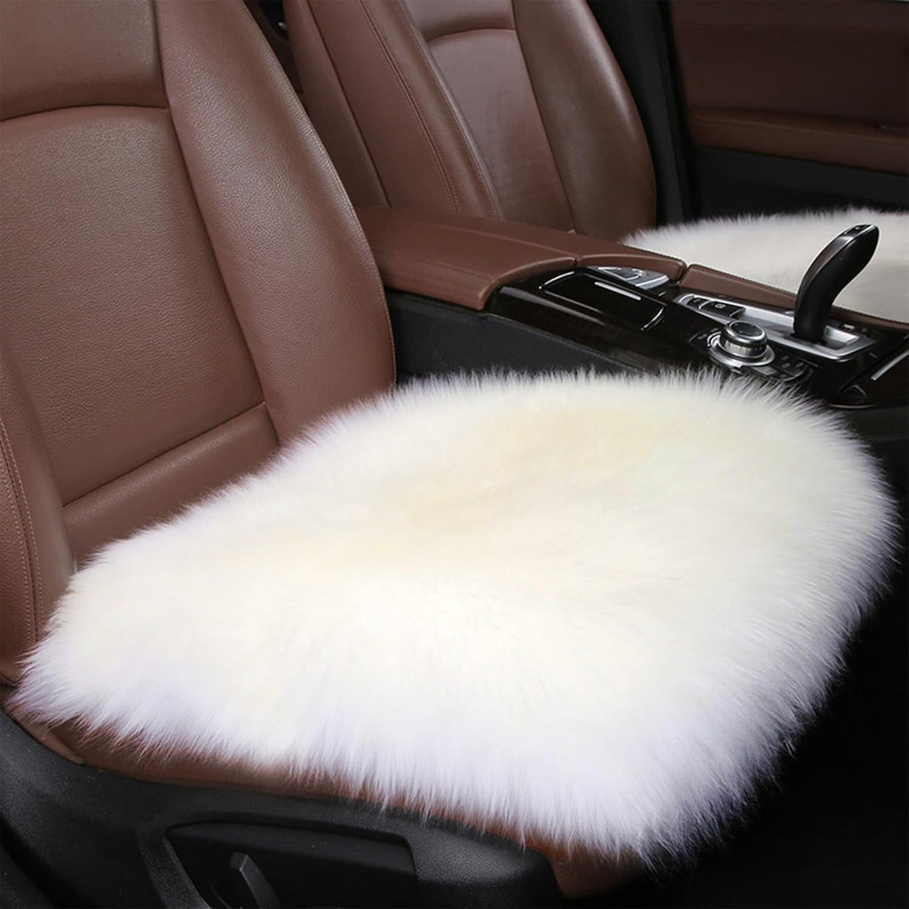 Genuine Sheepskin Chair Pad 2 Pack Anti Slip Design Natural Wool Soft and Comfortable Suitable for Home Living Room Sofa Bedroom Dining Room(18x18 Inch,Cream White)