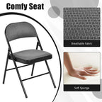 COSTWAY 6 Pack Upholstered Folding Chairs, Foldable Chair with Steel Frame and Fabric Padded Seat & Backrest for Home Office Outside Party Event, Grey & Black