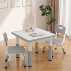 GAOMON Kids Table and 2 Chairs Set with Graffiti Desktop, Height Adjustable Toddler Table and Chairs Set for Reading, Drawing, Playing, Eating