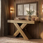 LITTLE TREE Entryway Table, 55" Narrow Console Table, Industrial Entryway Table with X-Shaped Legs, Narrow Sofa Hallway Foyer Table for Living Room, Entryway, Foyer, Rustic Brown