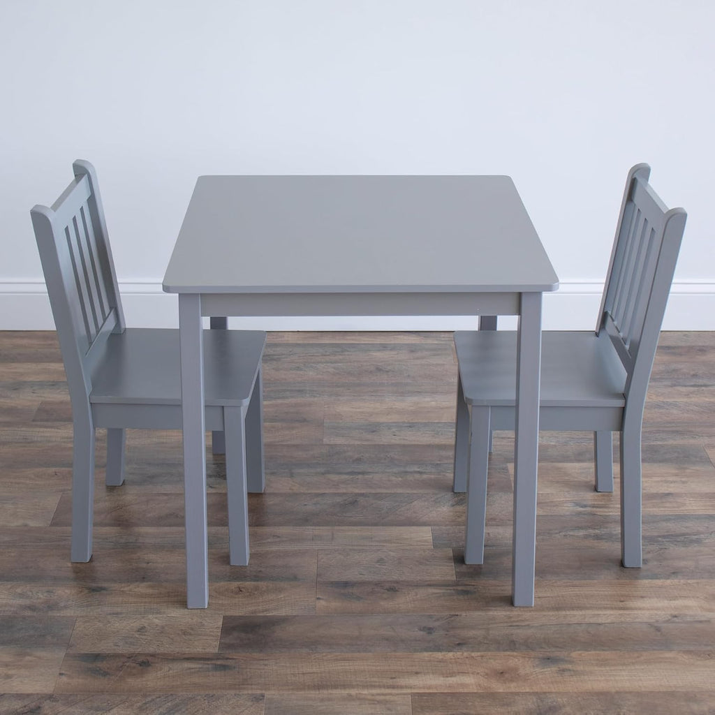 Humble Crew Kids Table and Chair Set, Toddler Activity Table with 2 Chairs for Play, Crafts, Snacks & Learning, Wooden Kids Furniture for Playroom & Bedroom, Grey