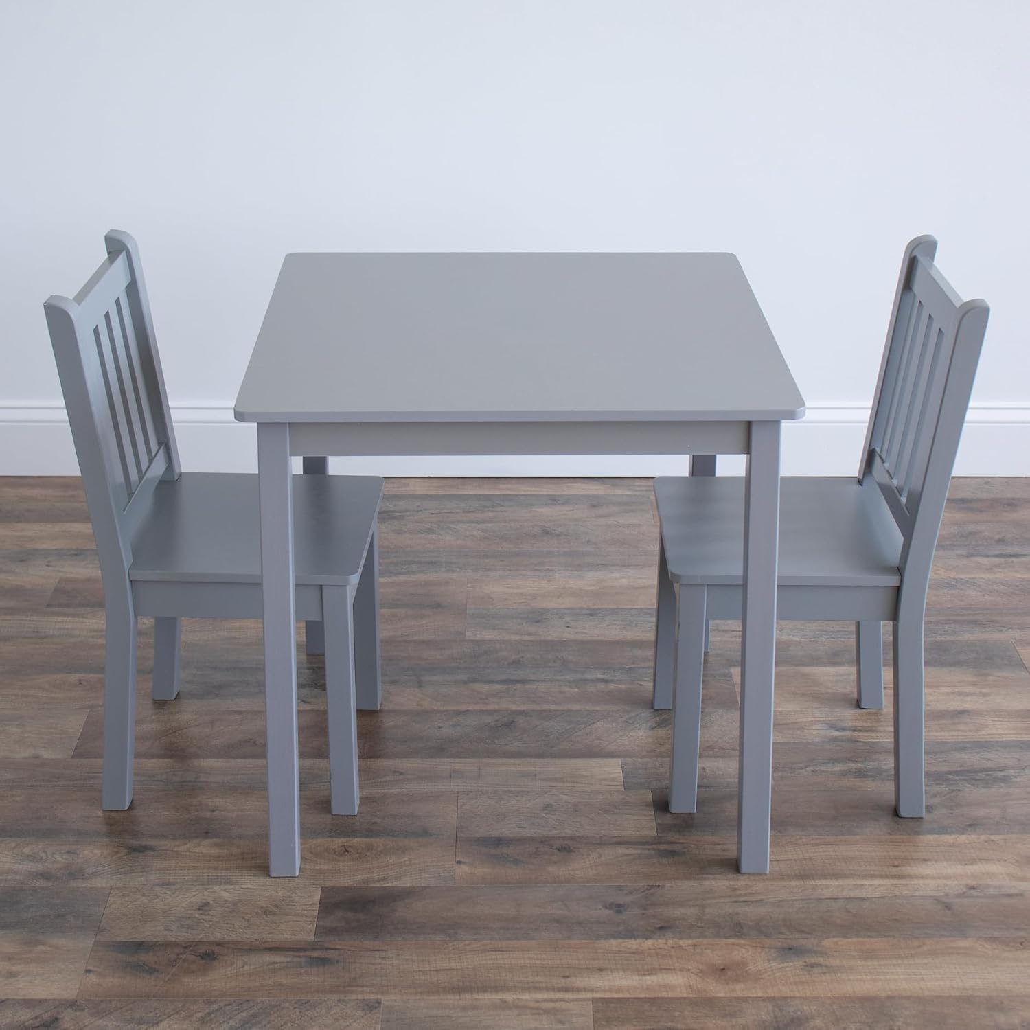 Humble Crew Kids Table and Chair Set, Toddler Activity Table with 2 Chairs for Play, Crafts, Snacks & Learning, Wooden Kids Furniture for Playroom & Bedroom, Grey