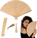 Ipetboom 2pcs Bamboo Folding Hand Fans - 12.5 in Vintage Style Foldable Handheld Fan for Women Ladies Girls Portable Elegant Summer Weddings Parties and Home Decoration Accessory Gift - Brown