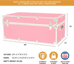 Rhino Trunk & Case Classic Camp & College Trunk with Wheels. 30"x17"x13", 1500+ lbs Capacity - Many Colors, Soft-Close Lid. Strong, USA Made Summer Camp Footlocker and Secure Dorm Storage Chest
