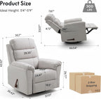 FLEXISPOT Souffle Swivel Rocker Recliner Chair for Adults, Nursery Rocking Glider Chair with Massage & Heat, FSC Wood Frame, Manual Recliner for Living Room, Nursery & Relaxation, Light Grey
