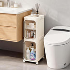 LXLXXL Narrow Storage Cabinet Slim Bathroom Storage Cabinet with Movable Wheels Tall Bathroom Organizer Skinny Cabinet for Small Spaces，2-Tier Beige