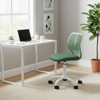 FurnitureR Kids Swivel Desk Chair, Height-Adjustable Armless Study Chair with Fabric Cushion & Ventilated Backrest, Smooth-Rolling Task Chair for Children & Teens, Perfect, Green