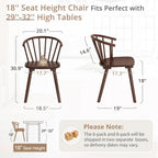 LUE BONA Walnut Dining Chairs Set of 4, Farmhouse Wood Dining Chairs with Semicircular Backrest, Spindle Dining Chair for Kitchen and Dining Room, 18 Inch