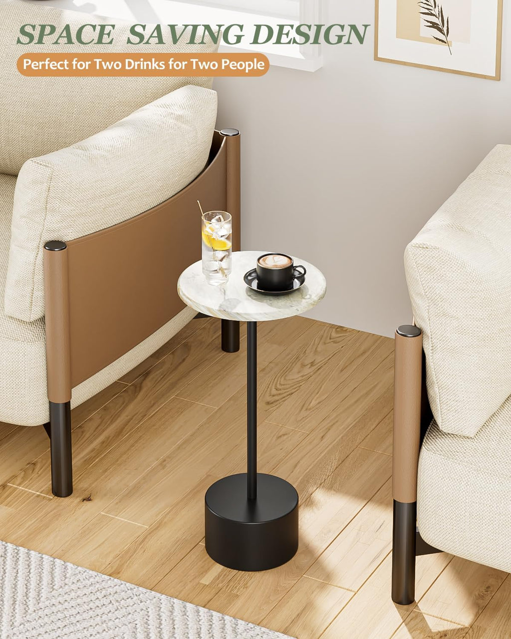 Black Drink Table Pedestal, Round Side Table, Drink Tables for Small Spaces, Pedestal End Table, Small Pedestal Table
