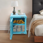 Side Table, Industrial Wind Container Cabinet Iron Bedside Table Creative Vintage Container Design Cabinet with Combination Lock for Bedroom, Living Room, Garage, Bar (Blue)