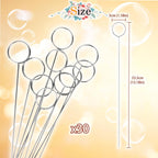 30 Pcs Metal Wire Floral Picks 13 Inch Wire Place Card Holder, Metal Table Name Number Clips Picture Stand, Round Photo Memo Flower Card Holder for Wedding Party Birthday Cake (Silver Round)