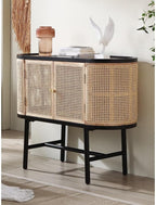 Entryway Cabinet Wooden Simple Dining Sideboard Home Kitchen Rattan Storage Cabinet Living Room Porch Tea Cabinet Sideboard Storage Cabinet