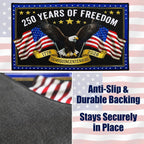 Patriotic Door Mat 250th Anniversary Doormat,4th of July Patriotic Mat with Bald Eagle & Stars Mat,17"x28" Non-Slip Independence Day Freedom Memorial Day Porch Front Decor