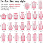 BEAHOT 24 Pack Pink Bud Vases in Bulk,Mini Glass Vintage Vases for Centerpieces,Wedding Decor, Small Flower Vases for Party & Home Decaration,Mother's Day (Pink)