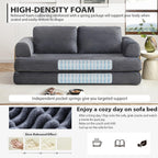 Convertible Folding Sofa Bed, Modern Futon Sleeper Sofa Fold Out Couch Bed with Gold Fixed Frame, Modular Floor Sofas Comfy Corduroy Boneless Couches for Living Room (80" Grey)