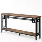 IRONCK 70.9" Long Console Table, 2-Tier Long Narrow Console Table Behind Couch for Display with Central Support Frame, Industrial Long Entryway Table for Entryway and Living Room