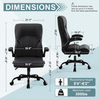 Executive Office Chair,High Back Ergonomic Comfy Desk Chair with Padded Flip-up Armrests and Wheels,PU Leather Heavy Duty Computer Swivel Rolling Task Chair for Home Office,Adults,Black