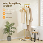 Metal Freestanding Coat Rack, 68.9"H Z-Shaped Coat Tree with Natural Rock Base, Modern Clothes Hanger Stand for Coats, Hats, Bags & Scarves, Ideal for Entryway, Bedroom, Office & Living Room